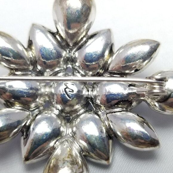 Vintage Liz Claiborne Blue Purple Rhinestone Cluster Starburst Brooch, Estate - Picture 4 of 7